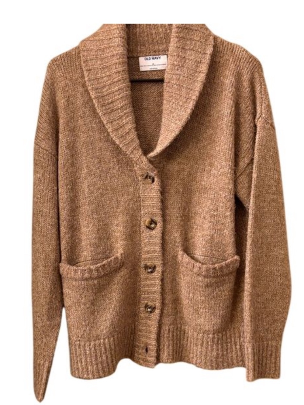 Old Navy Womens Blend Tan Button Front Cardigan Sweater Pockets XS Fits like M